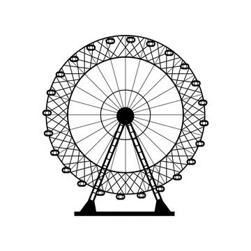 Ferris wheel silhouette circle vector illustration. Carnival. Funfair background 스톡 일러스트
