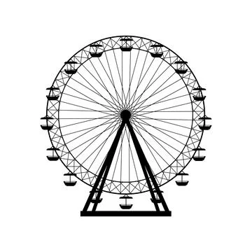 Ferris wheel silhouette circle vector illustration. Carnival. Funfair background Illustrazione stock