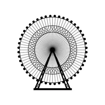 Ferris wheel silhouette circle vector illustration. Carnival. Funfair background Illustrazione stock