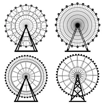Ferris wheel silhouette circle vector illustration. Carnival. Funfair background Stock Illustration