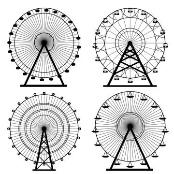 Ferris wheel silhouette circle vector illustration. Carnival. Funfair background イラスト素材