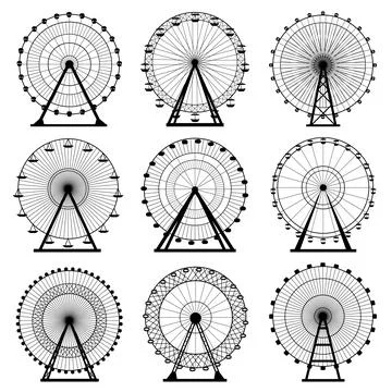 Ferris wheel silhouette circle vector illustration. Carnival. Funfair background Stock Illustration