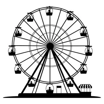 Ferris Wheel Silhouette Vector Icon Amusement Park Carnival Ride Illustration Stock Illustration