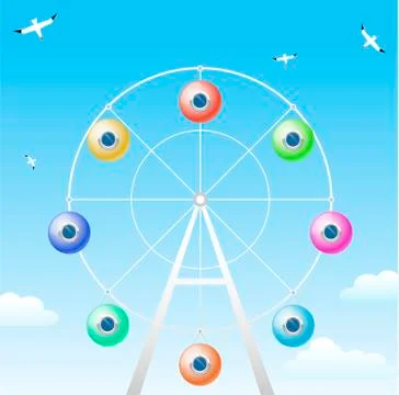 Ferris wheel on sky background Stock Illustration