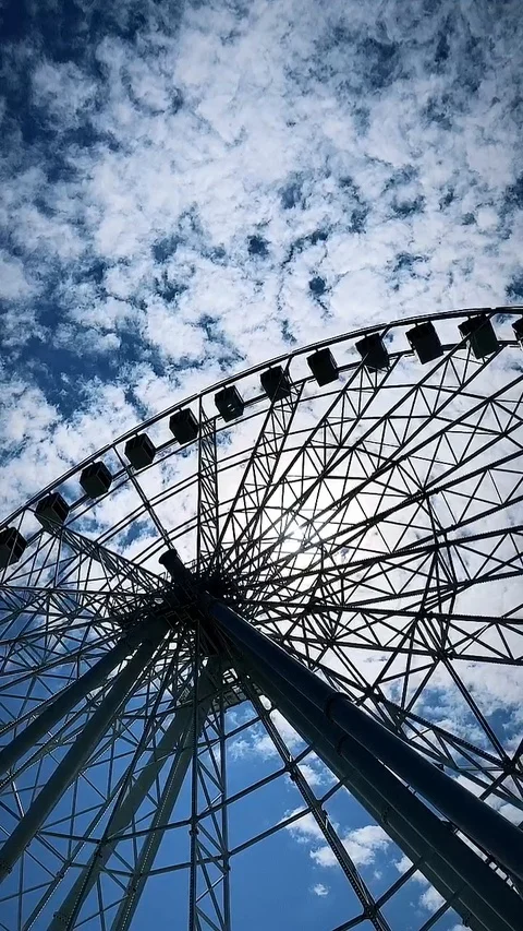 Ferris Wheel Sky - Vertical Stock Footage 129053654