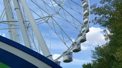 Ferris wheel slow motion, angle view from below Stock Footage 204027074