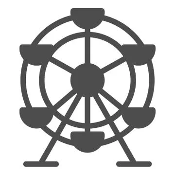 Ferris wheel solid icon, Amusement park concept, fairground ride sign on white Illustrazione stock