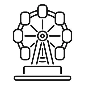 Ferris wheel standing on platform with cabins rotating on white background Illustrazione stock