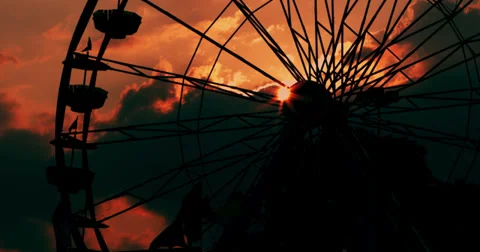 Ferris Wheel at Sunset 2 Stock Footage 27542060