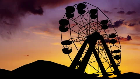 Ferris Wheel at Sunset Animation - 3D Illustration Stock Footage 152873384