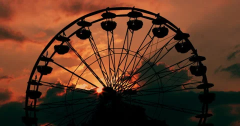Ferris Wheel at Sunset Stock Footage 27542739