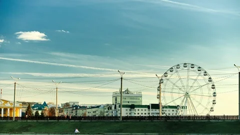 Ferris wheel at sunset. Time lapse Stock-Footage 110859594