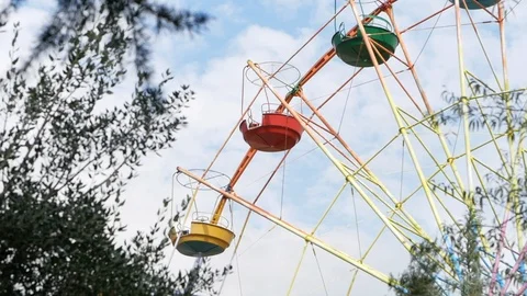 The Ferris wheel through the green trees Stock-Footage 121573109