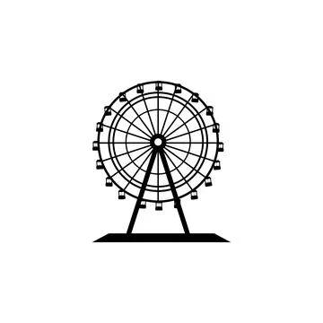 Ferris Wheel Vector Icon, Amusement Park Carnival Ride Symbol Illustration Stock Illustration