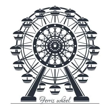 Ferris wheel. Vector icon isolated on white Stock Illustration