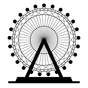 Ferris Wheel Vector Icon Silhouette Transparent Background Stock Illustration