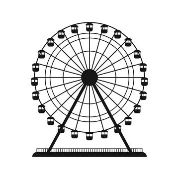 Ferris wheel vector isolated icon Graphic SVG, Ferris Wheel Silhouette Stock Illustration