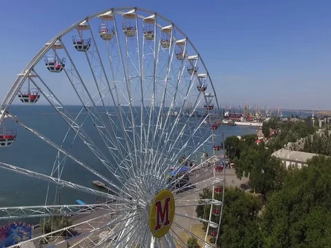 Ferris wheel view of the sea Stock Footage 69995975