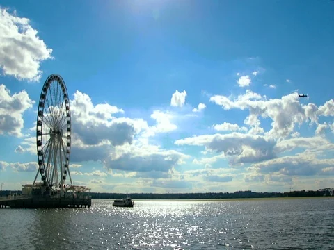 Ferris Wheel on Water Stock Footage 79973351