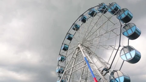 Ferris Wheel White Clouds Original Colour Stock Footage 77560711