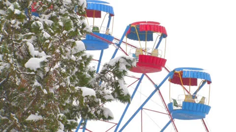 Ferris wheel in winter Stock Footage 27155259