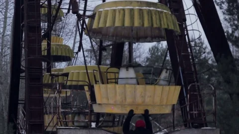 Ferris wheel at winter Pripyat Stock Footage 70935846