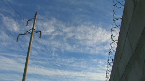 Ferro-concrete protection with a barbed wire Stock Footage 58328629