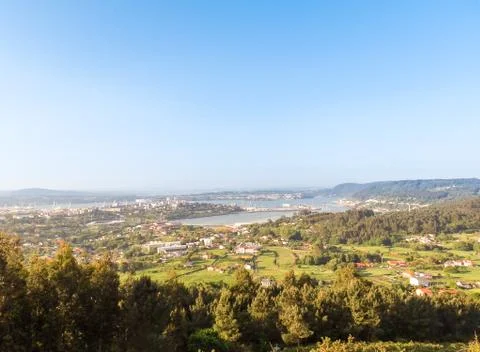 Ferrol from the hermitage of Chamorro Stock Photos
