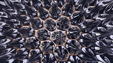Ferromagnetic fluid (Ferrofluid) when exposed to a magnetic field creates ama Stock Photos