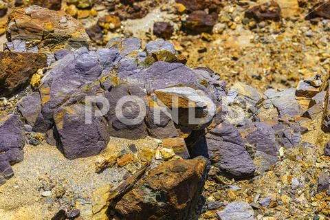 Photograph: Ferrous rocks in the park of the former open-cast mine of ...