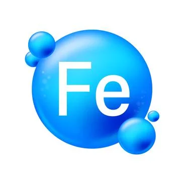 Ferrum, Fe. Icon structure chemical element round shape circle light blue Stockillustratie