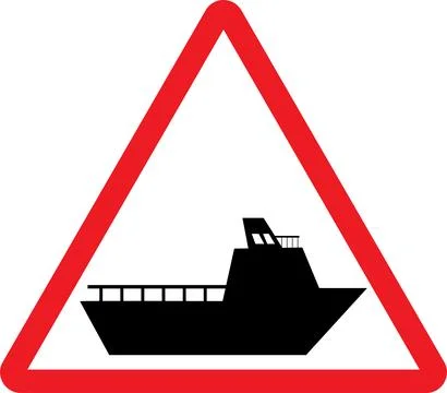 Ferry ahead warning sign. Stock Illustration