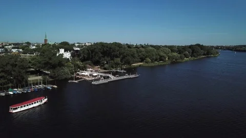 Ferry on alster lake Stock Footage 91047641