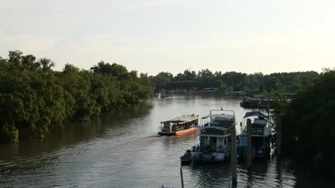 Ferry and river Stock Footage 274160891