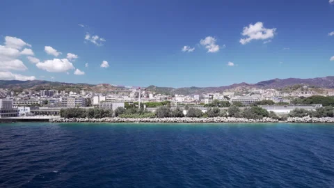 Ferry arrival view of Messina coastline in Sicily Stock Footage 330357946