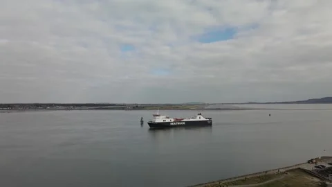 Ferry arriving to Dublin Stock Footage 150125994