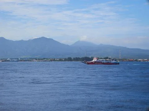 Ferry in Bali strait Stock Photos