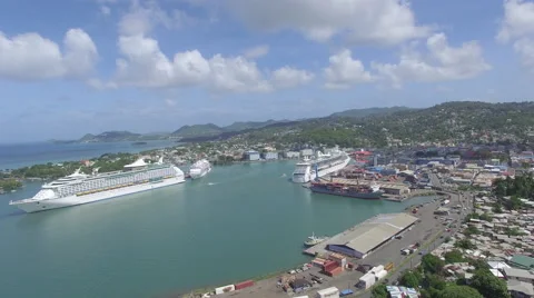 Ferry in bay - St Lucia Stock Footage 61847981