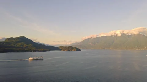 Ferry off BC coast Stock Footage