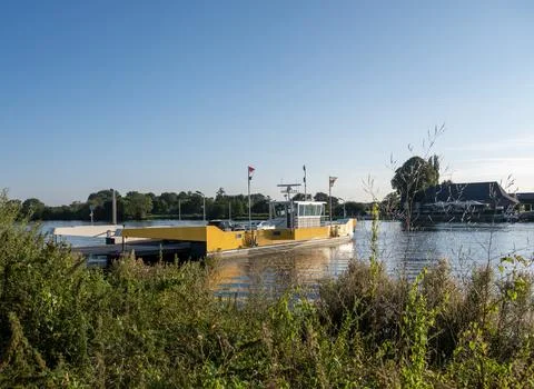 Ferry between afferden and boxmeer  on river maas in limburg Stock Photos