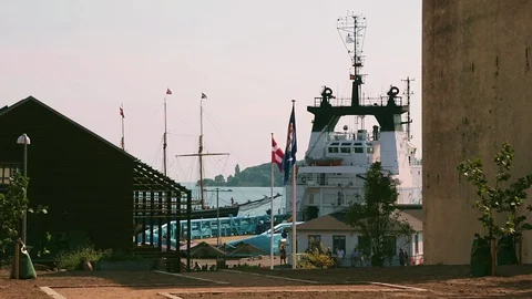Ferry between Assens and Bågø Stock Footage 129275319