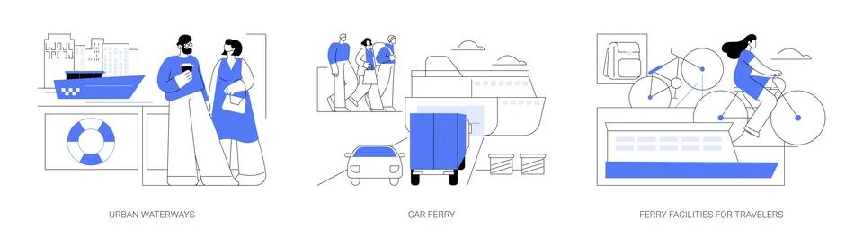 Ferry boat abstract concept vector illustrations. 스톡 일러스트