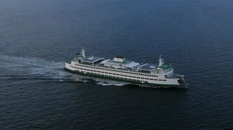Ferry boat aerial isolated Stock Footage