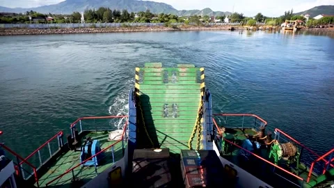 Ferry boat after leaving Ulee Lheu harbor in Banda Aceh Stock Footage 268670411