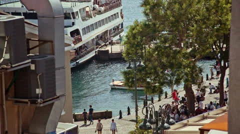 Ferry Boat Approaching Dock Stock Footage 26206156