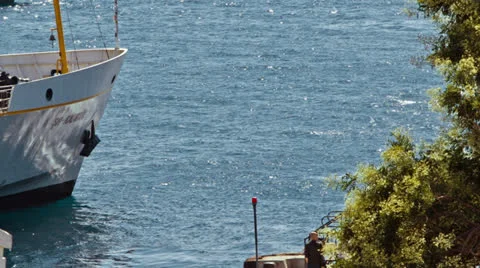 Ferry Boat Approaching Dock Stock Footage 26209174
