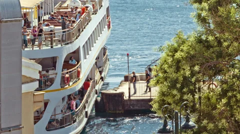Ferry Boat Approaching Dock Stock Footage 27777190