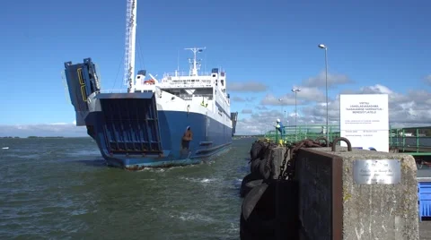 Ferry Boat Approaching Docking Pier Stock Footage 67474869