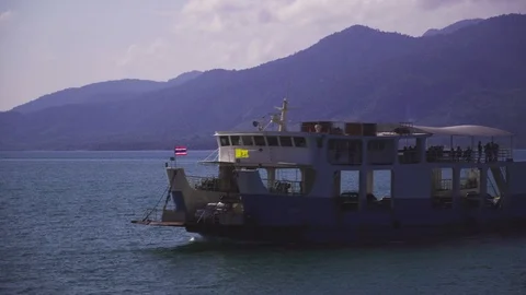 Ferry boat between the islands. Stock Footage 119854192