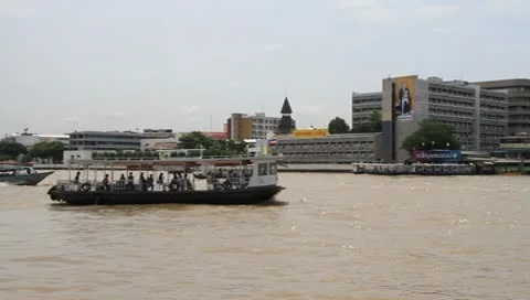 Ferry boat on the Chao Phraya river Stock Footage 8865232